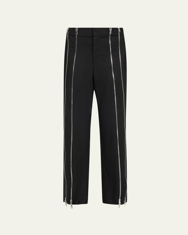 Zippered Tailored Wool Trousers